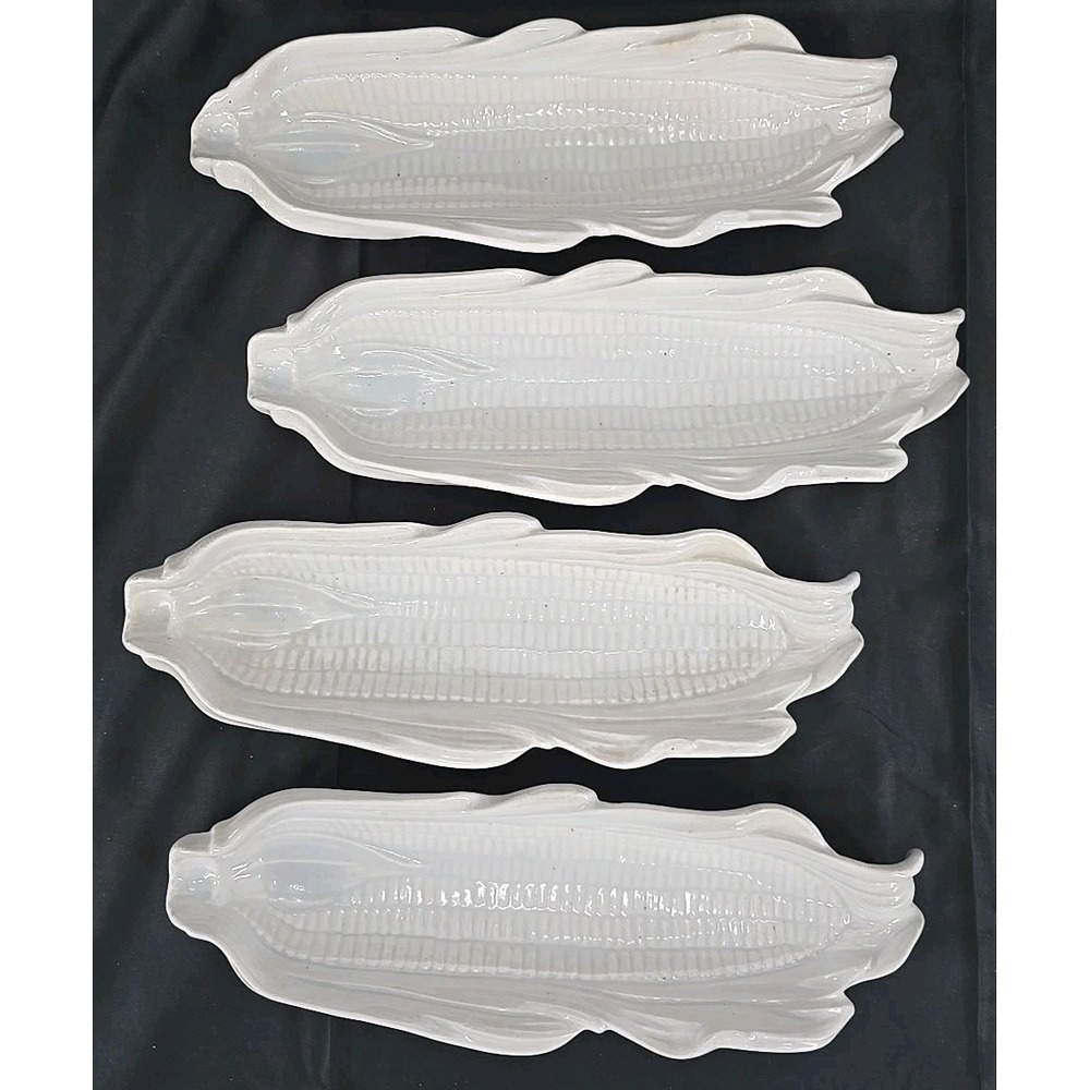 VINTAGE Corn on the Cob Porcelain Serving Bowl set of 4 MADE IN USA!